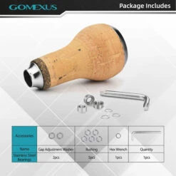 Gomexus Handle Knob Cork For Spinning Reel - Cork/Silver -Angeln Verkaufsgeschäft CA27TNBK 4