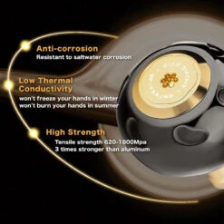 Gomexus 90mm Aluminium Power Handle With 45mm Titanium Knob - Black & Gold -Angeln Verkaufsgeschäft LYS90TB45BKGD 5